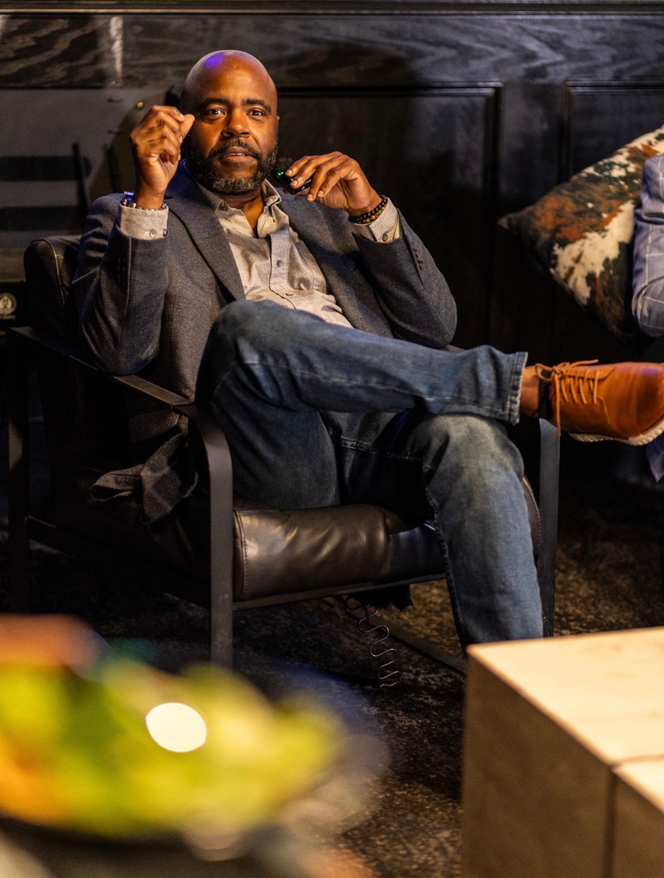 Terrence Wright facilitating a small-group leadership session